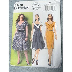 Butterick B5930 Dress Sewing Pattern Size 18W 20W 22W 24W Retro 2013 uncut